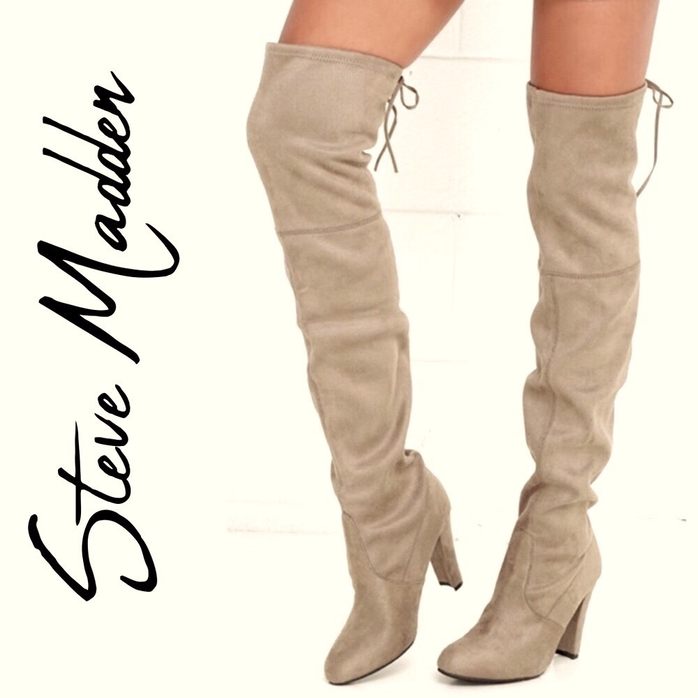 Steve Madden Women's Over-the-Knee Suede Boots - Taupe